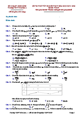 Đề thi thử Tốt nghiệp THPT môn Toán - Năm học 2019-2020 - Trường THPT Kim Sơn A